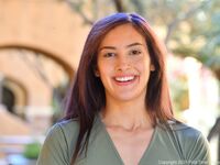 Tall amateur babe Sophia posing pantyless in her elegant dress in public