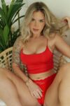 Zoeneli nude photoshoot in a red lingerie