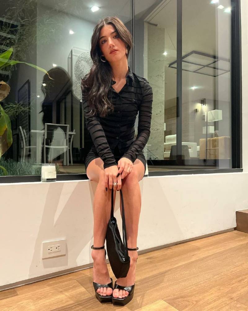 Charli Damelio Sexy Black Mini Skirt Set Leaked