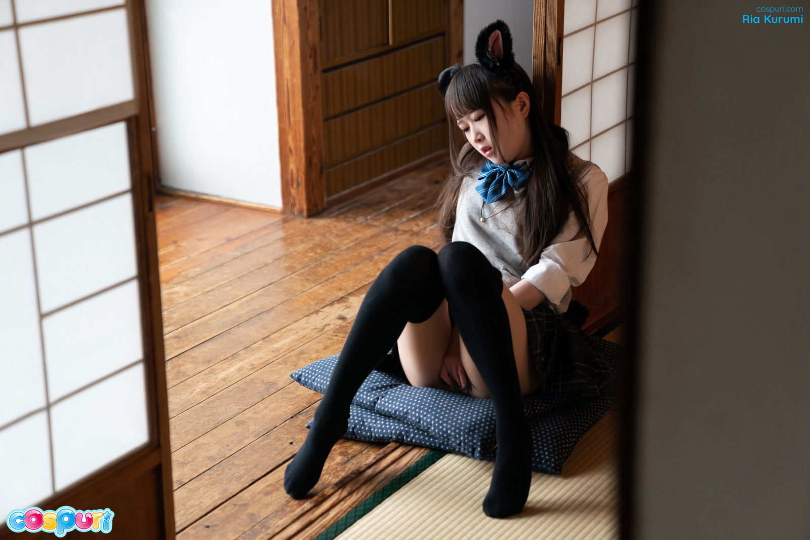 Ria Kurumi - Cat ear schoolgirl masturbation - Cospuri 0301